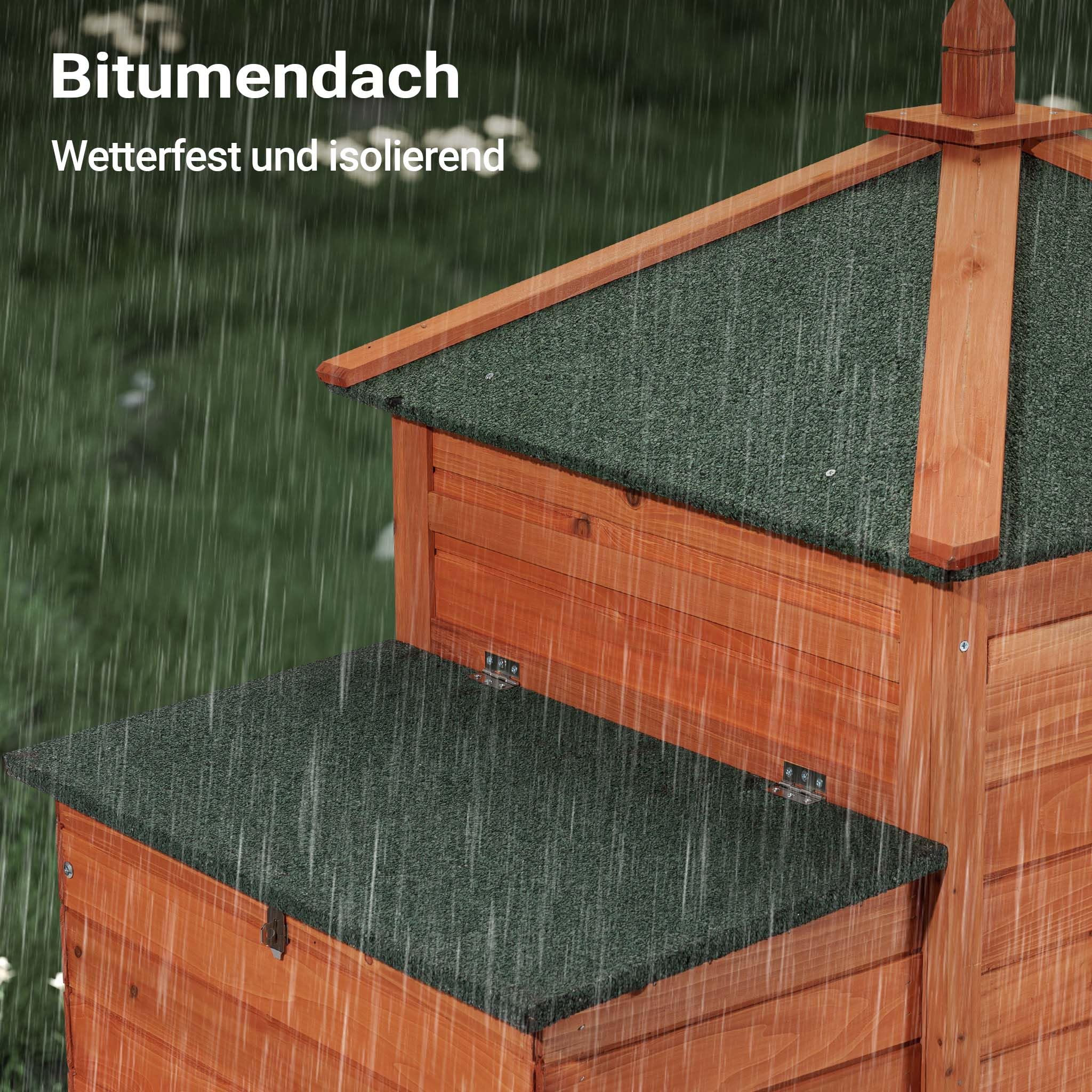 Wiltec Nagerhaus 1950 x 635 x 1200 mm, Hasenstall aus Fichtenholz, mit Bitumeneindeckung, Hühnerstall mit Nistkasten, Kleintierhaus Freilauf Gehege