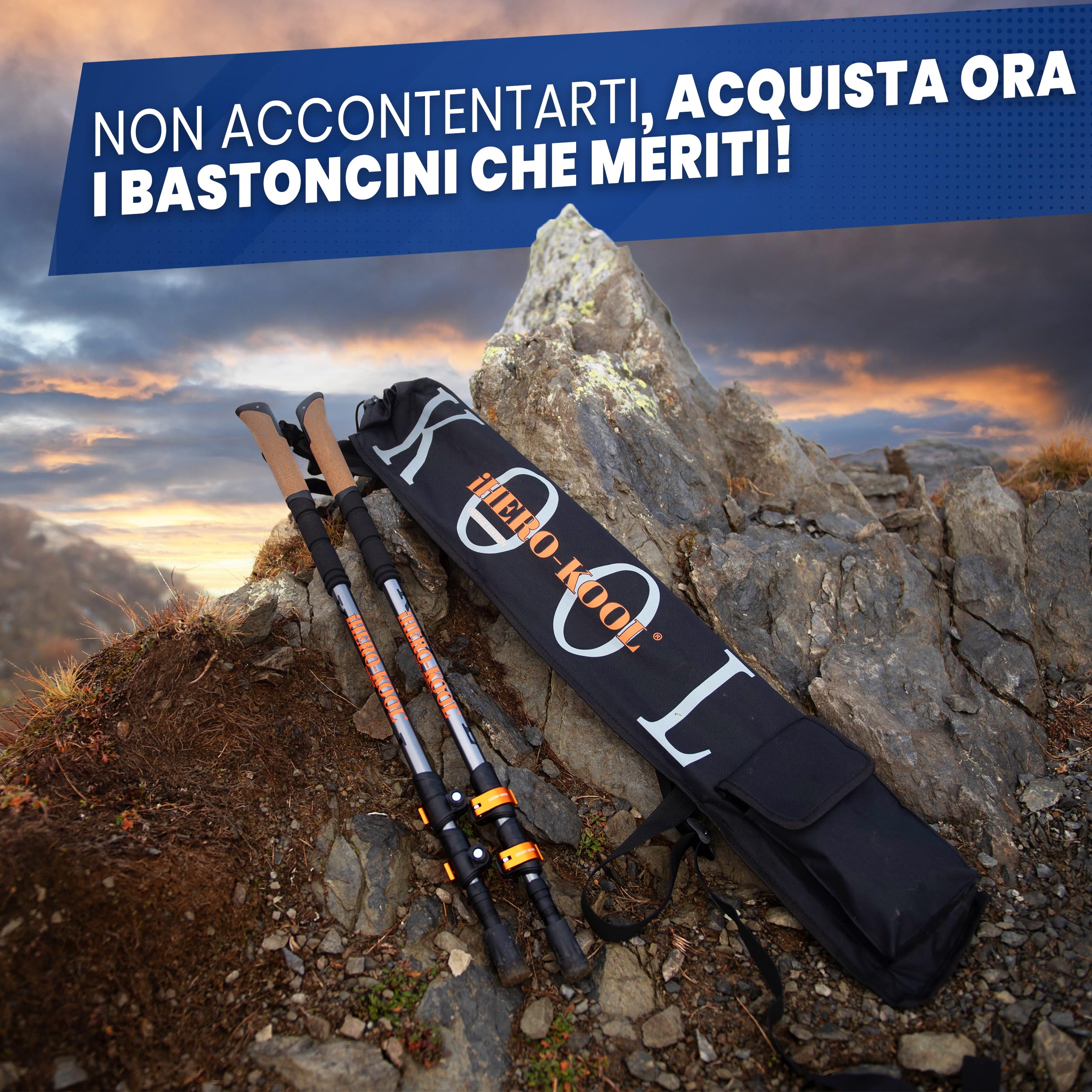 Exclusive Edition 2022_ Bastoncini Trekking & Nordic Walking Racchette Telescopico Pieghevoli Regolabili Professionali Guantini Accessori Ultraleggeri Donna Uomo Bambino