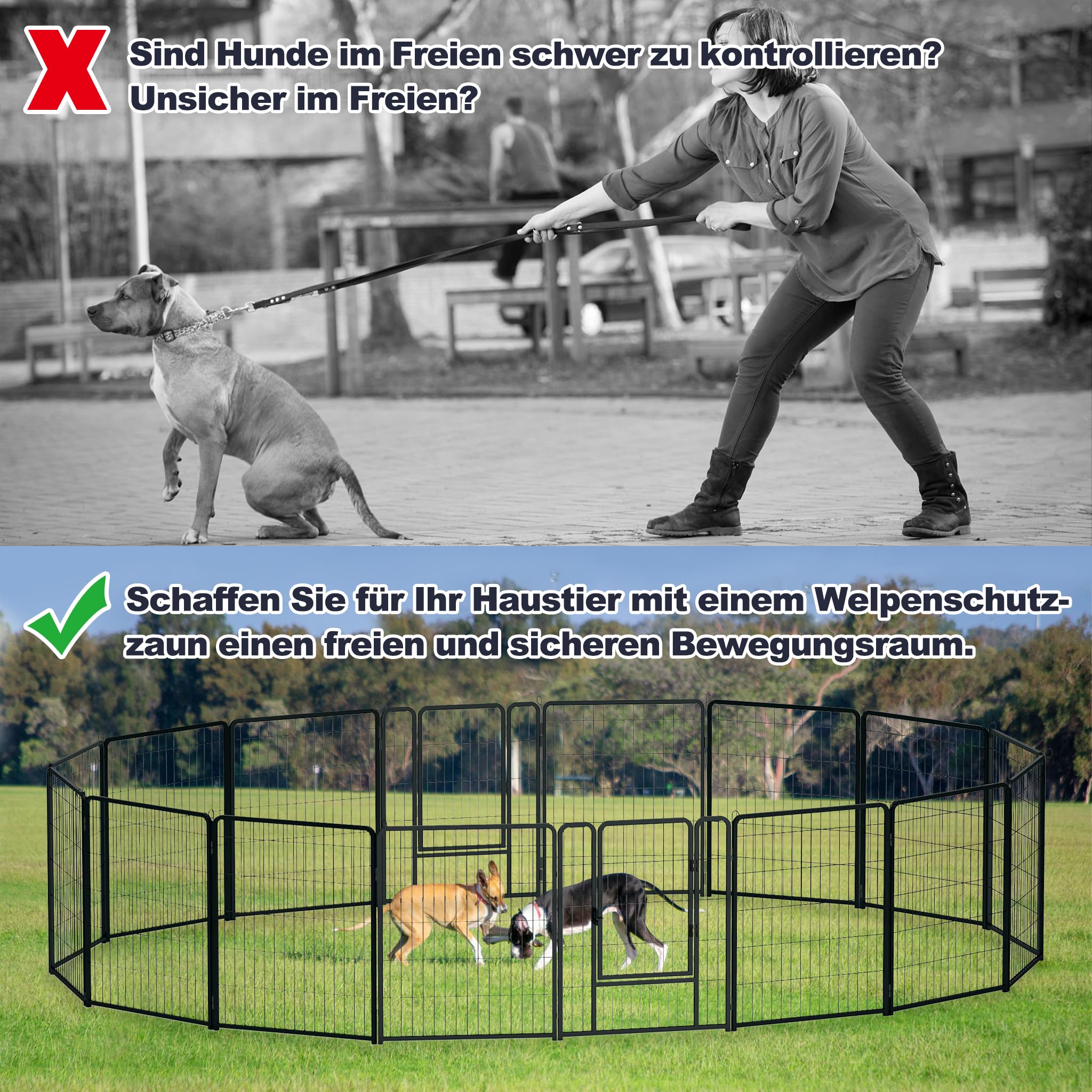 UISEBRT Recinzione per cuccioli con porta, box per cani, flessibile, pieghevole, per cani, gatti, cuccioli, conigli (65 x 80 cm, 12 pezzi)