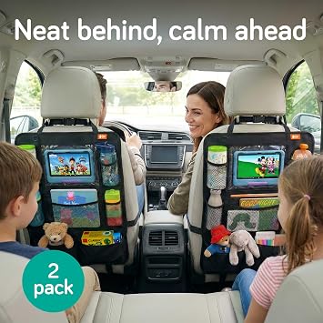 Baby Uma Car Back Seat Organiser for Kids — 2 Pack | Rear Seat Organiser with Tablet Holder & Multiple Pockets | Kids Car Seat Organiser | Car Travel Accessories | Backseat Car Organizer for Children