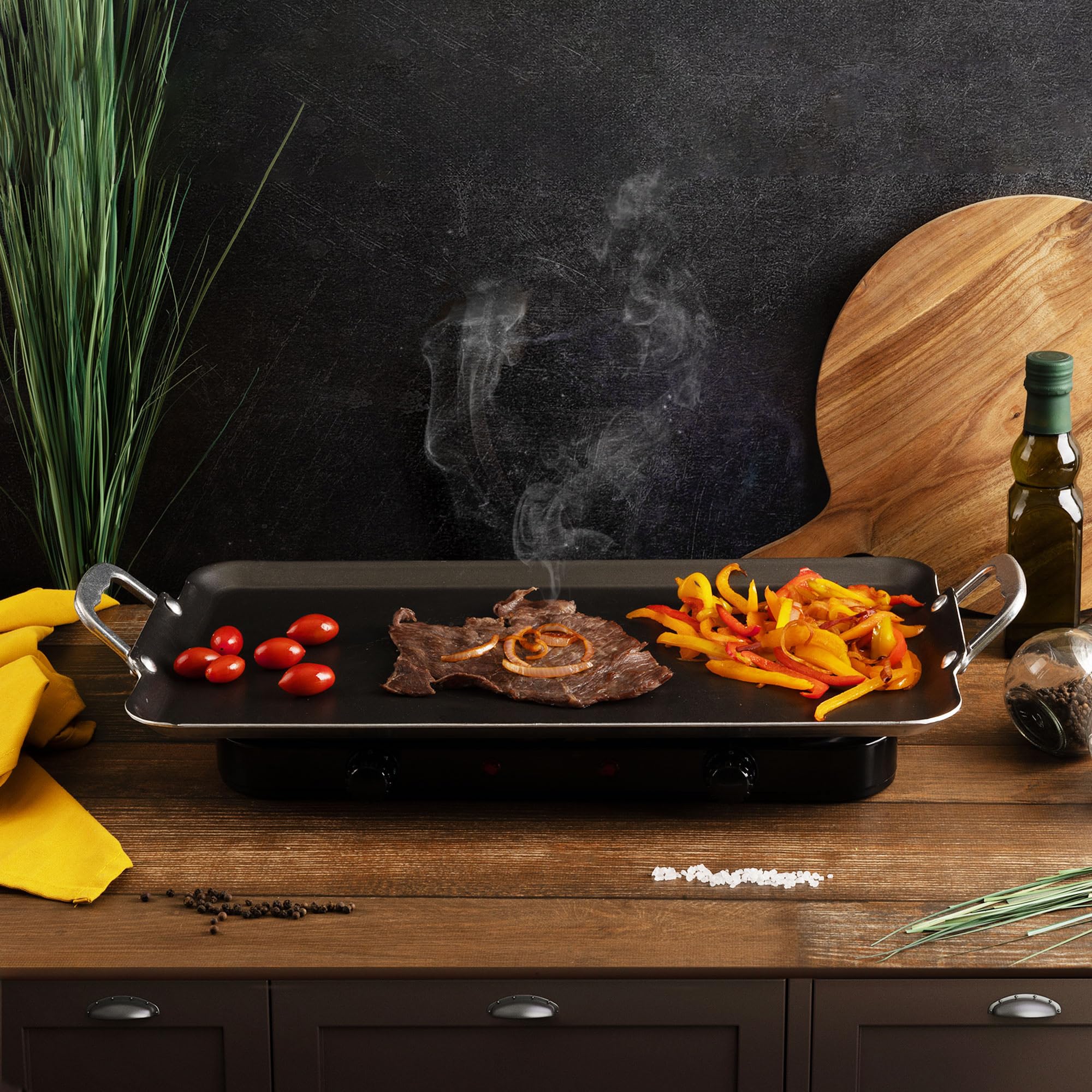 Vasconia Durable Double Burner Griddle (20? x 11?) 100% Pure Aluminum with Nonstick - NSF Certified - for Frying, Searing, Grilling, Browning, Ideal for Home & Commercial Kitchen - Pack of 1