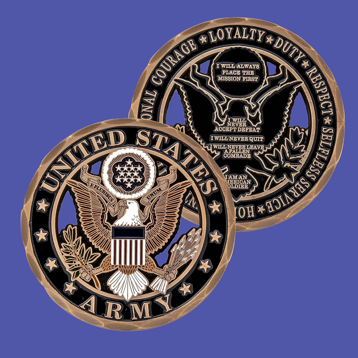 United States Army Values Coin - U.S. Army Challenge Coin - Has the 7 Army Values - Army Gifts for Soldiers | Army Values Coin image 4