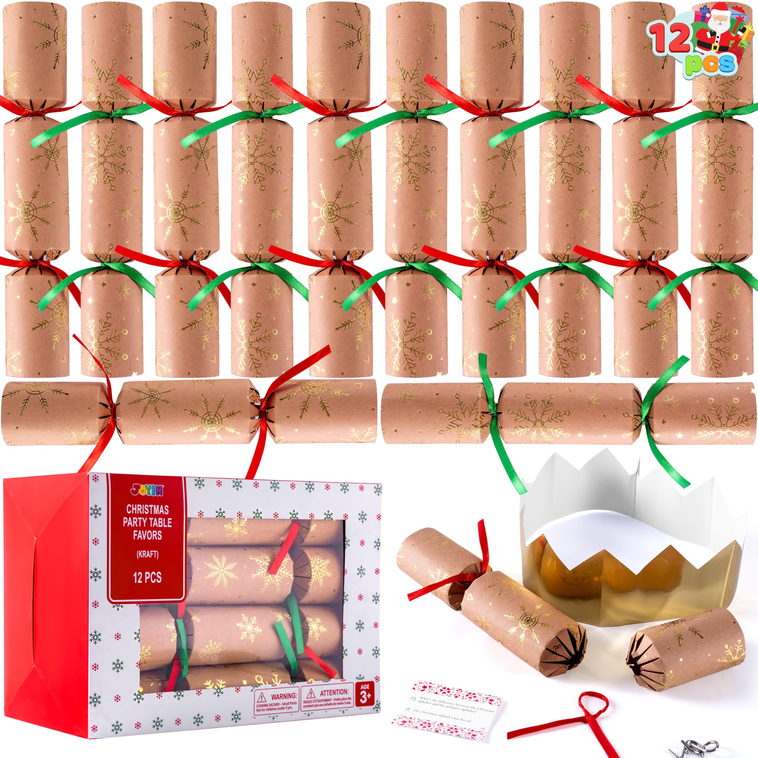 JOYIN Regalo Da Tavolo Natalizio Non Scattante – 8 Pezzi Con Tema Fiocco Di Neve Rosso E Verde - 4