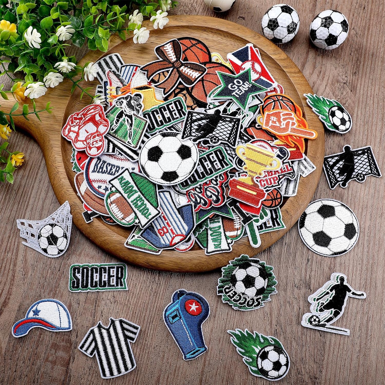 HunnmingRe 72 Pcs Sport Iron on Patches Chenille Embroidered Football Baseball Soccer Basketball Softball Volleyball Iron on Hat Patch Sport Appliques for Trucker Hat Clothes Backpack Jeans DIY Crafts