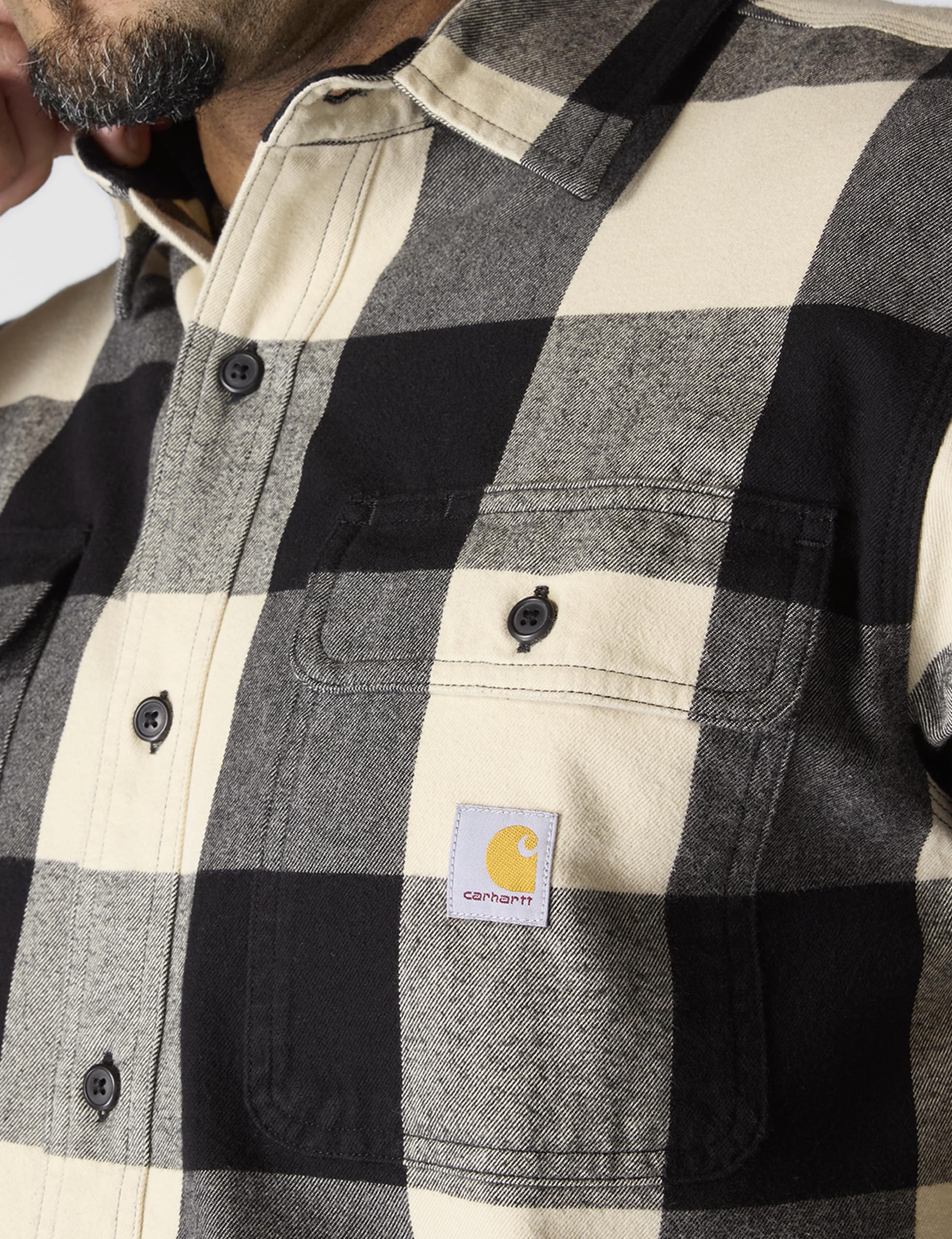 Carhartt Męska koszula flanelowa z długim rękawem w kratę o luźnym kroju