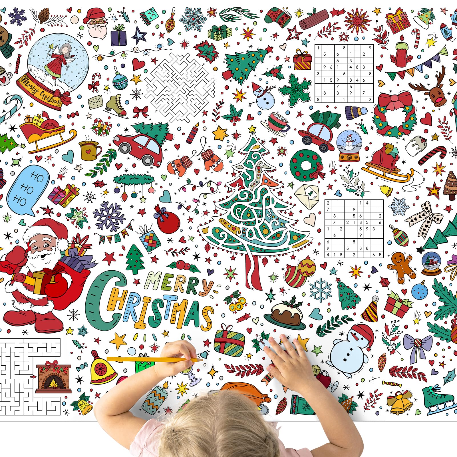 Snapklik.com : Christmas Coloring Tablecloth, Christmas Crafts For Kids ...
