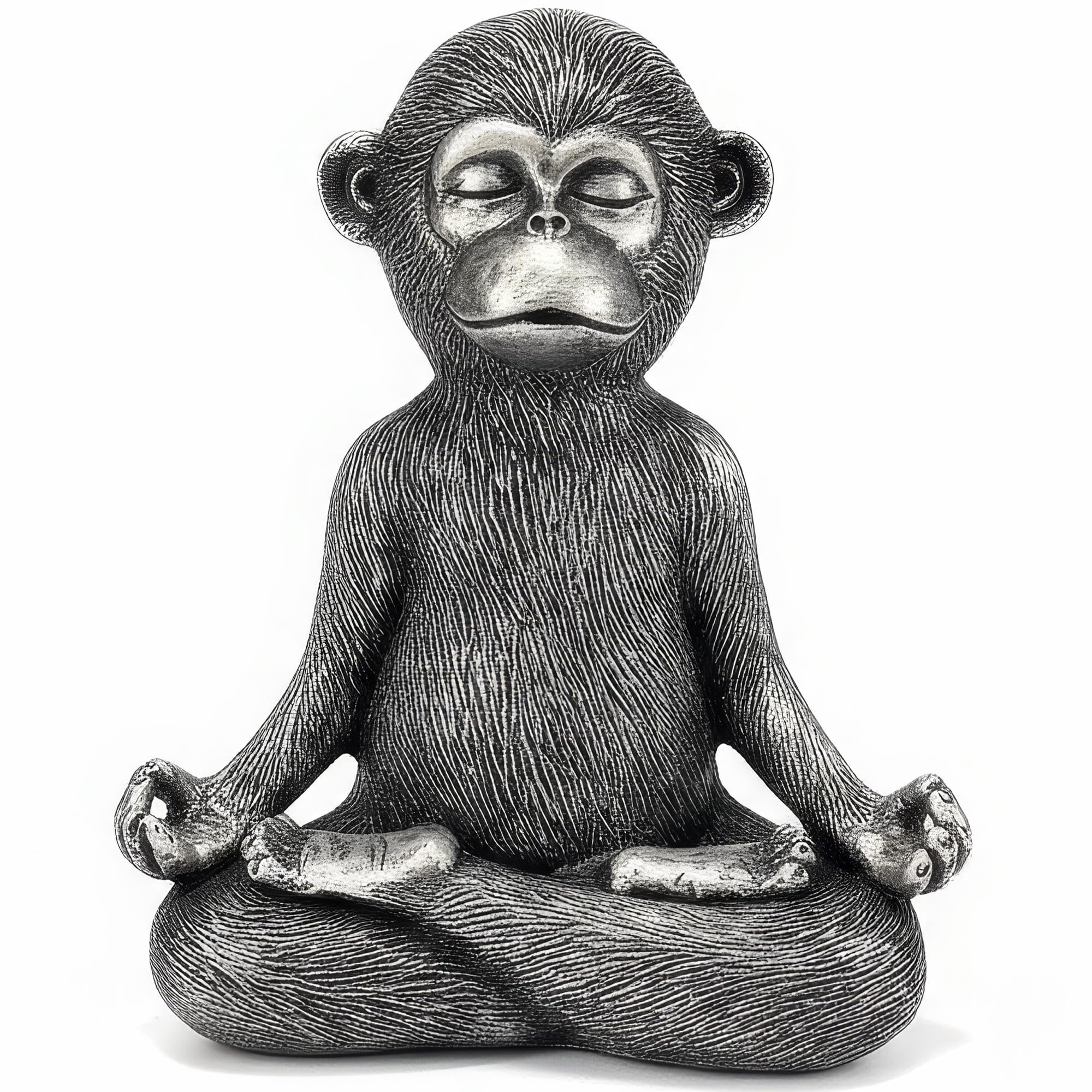 Chiorgone Meditating Monkey Resin Statue - Yoga Pose Monkey Sculpture for Zen Home Decor, Meditation Room & Office