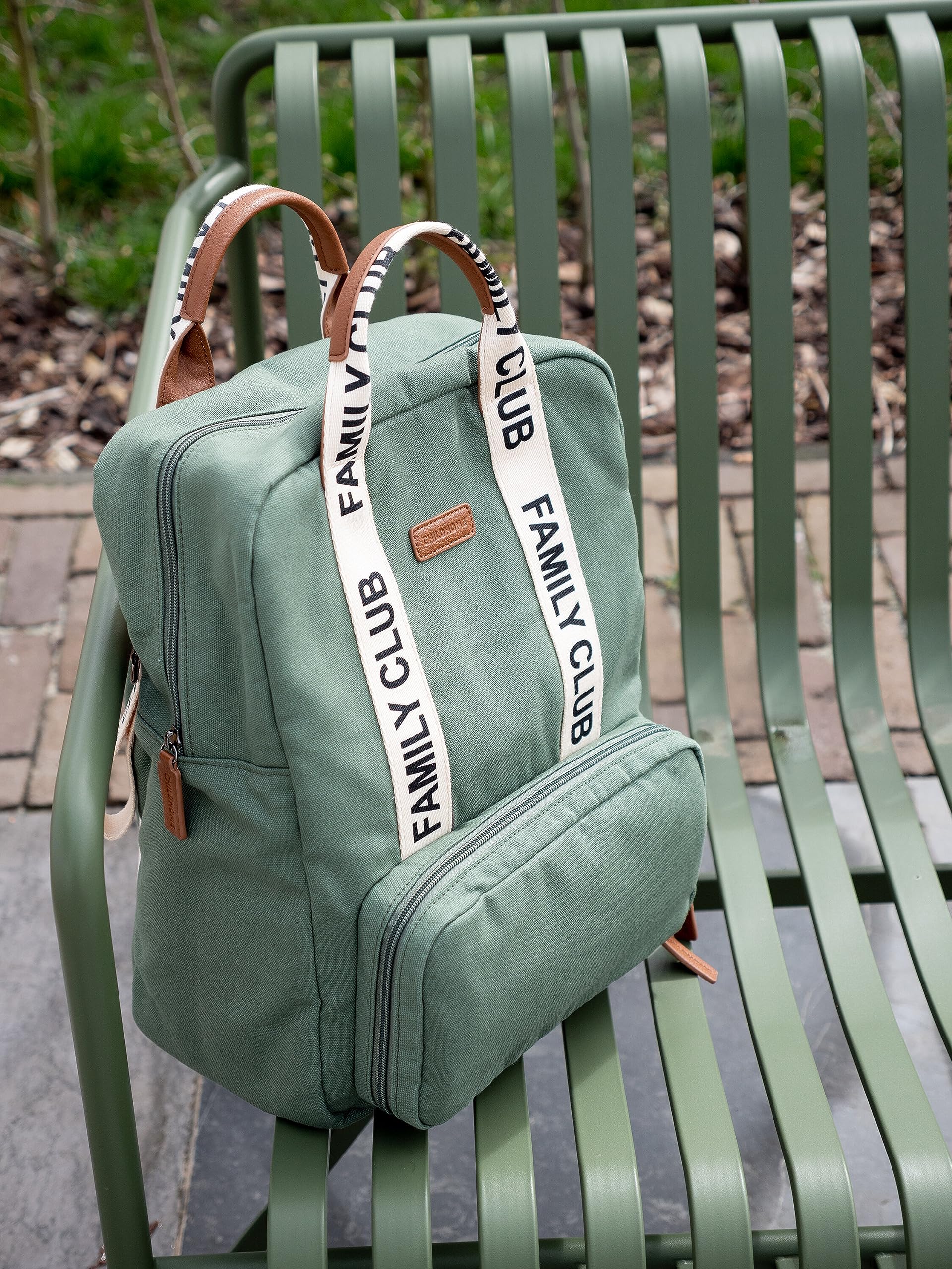 CHILDHOME, Sac à dos à langer Family Bag Club, Grande capacité, Multifonctionnel, Tapis à langer inclus, 11 Compartiments, Pochettes Isothermes, Passage Trolley-valise, Accroche Poussette, 20.5L, Vert