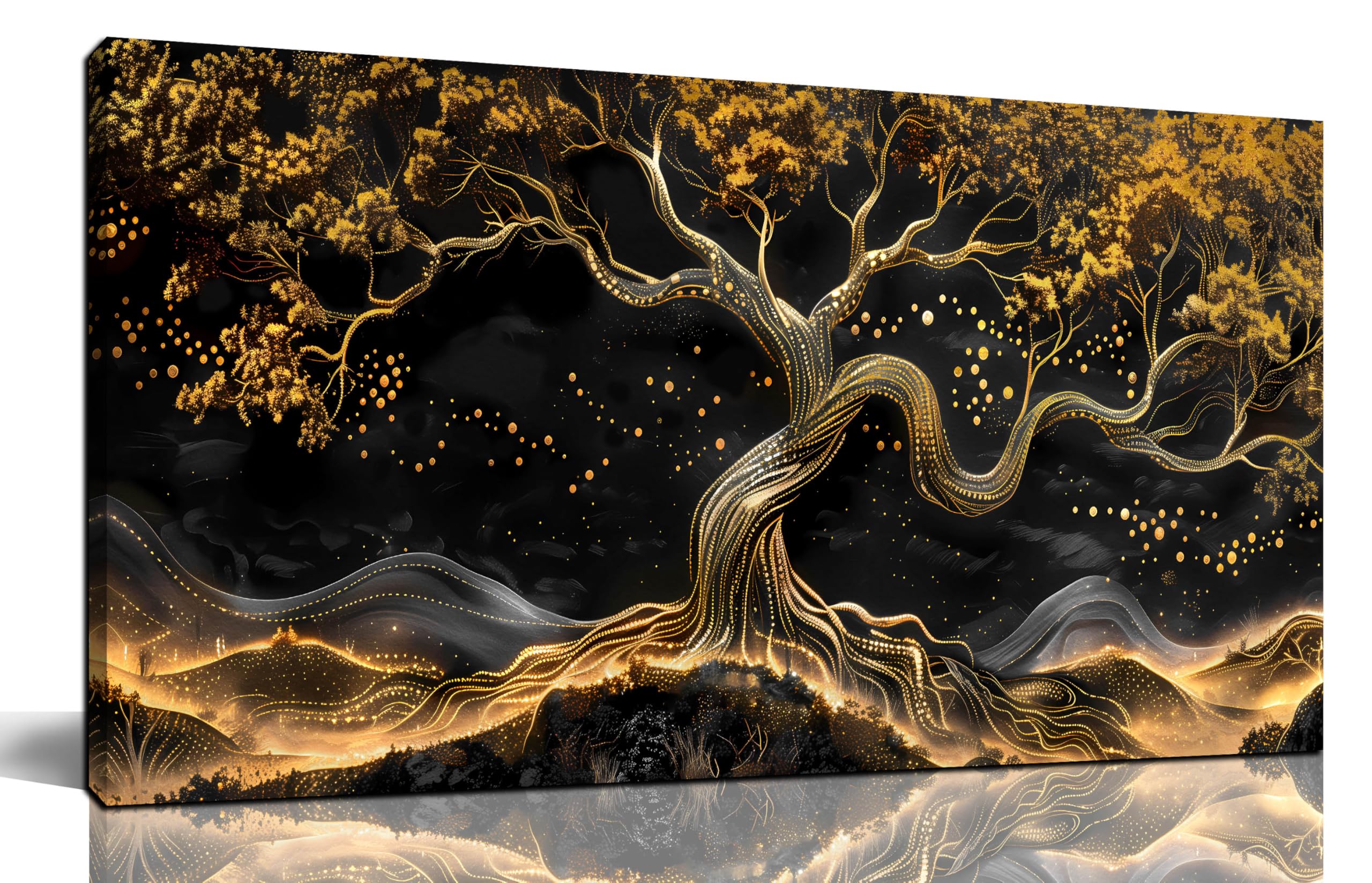 Amazon.com: JKWALL77 Gold Trees Canvas Wall Art for Living Room - Black ...