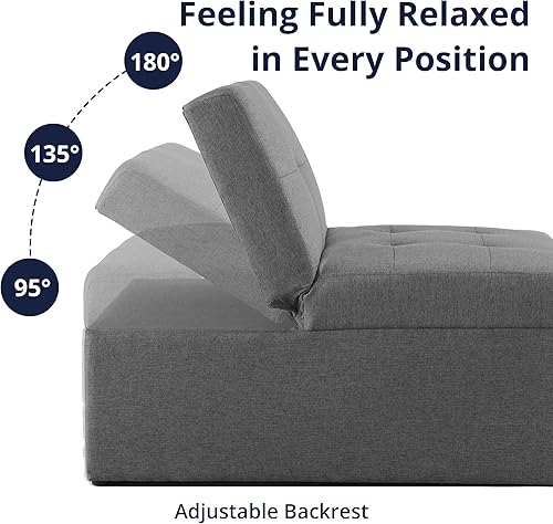 Miniatura 3 de Cozy Castle Silla para dormir silla convertible cama otomana 4 en 1 sofá cama pequeño extraíble tumbona de tela de lino duradera para sala de estar