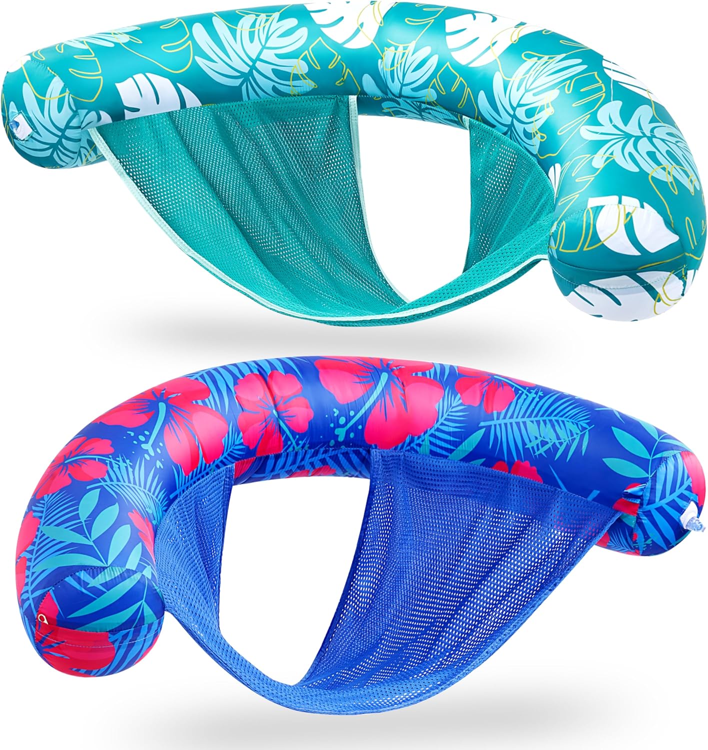 Sloosh Pool Floats Adult, 2 Pack Inflatable Noodle Chair with Sling Soft Fabric, Floating Pool Float Lounge for Summer Water Fun