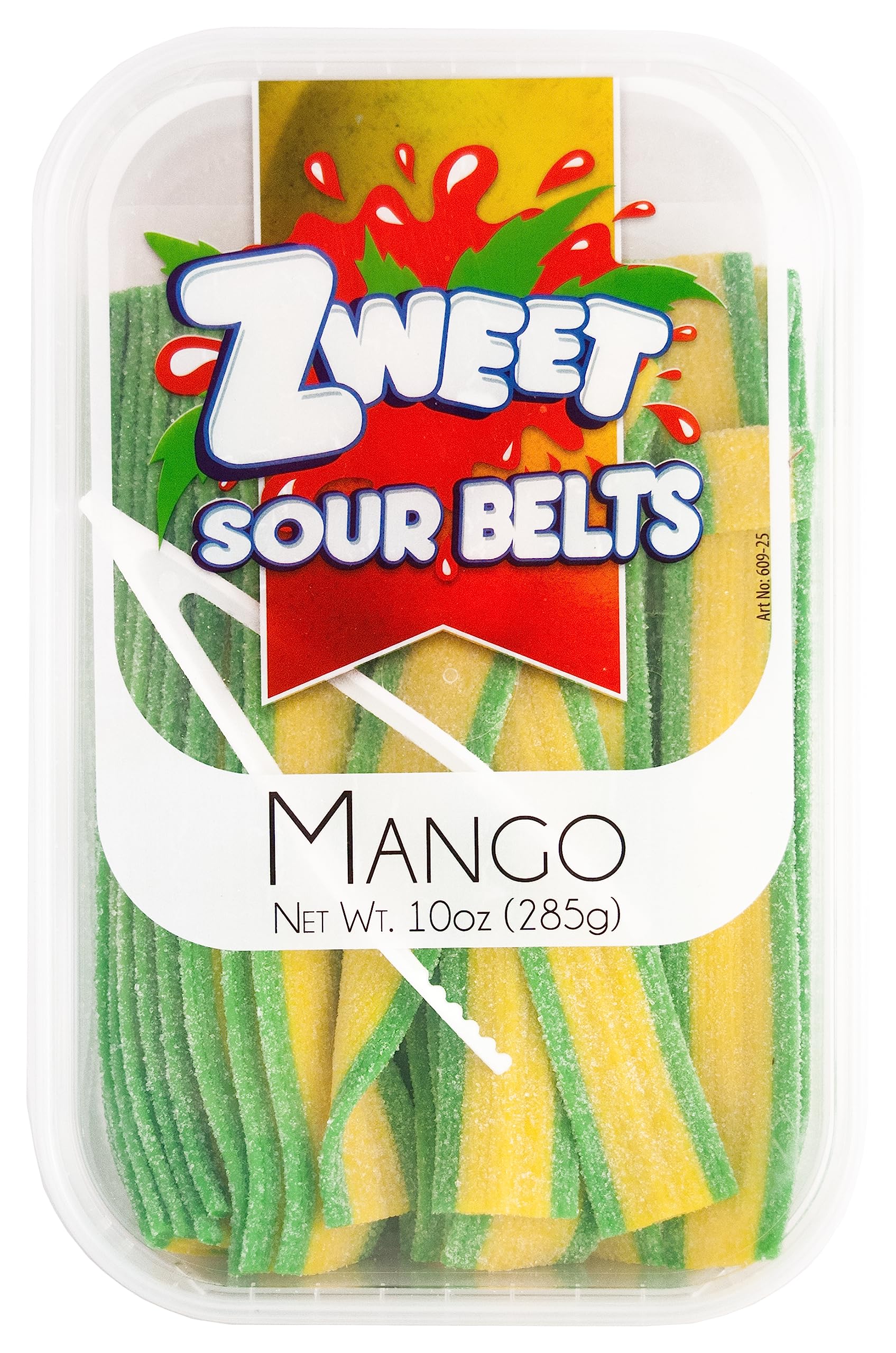 ZweetSour Mango Candy Belts 10 Ounce – Sour Kosher Candy, Halal Candy Belts – Resealable Pack of Sour Licorice Belts (Pack of 3)