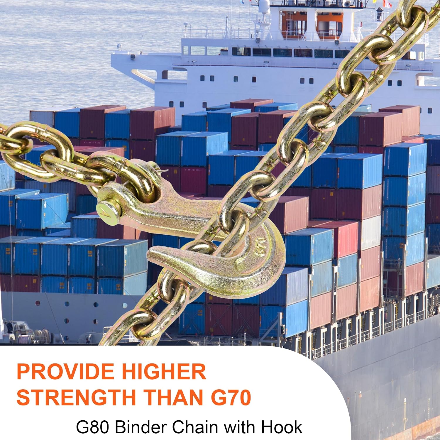 AAIN Heavy Duty Chain 3/8" x 20" G80 Tow Chains with G70 Grab Hooks Log Chain for Logging Binder Tie Down Transport Flatbed Truck Trailer Safety Binder Chain-7,100 lbs Safe Working Load