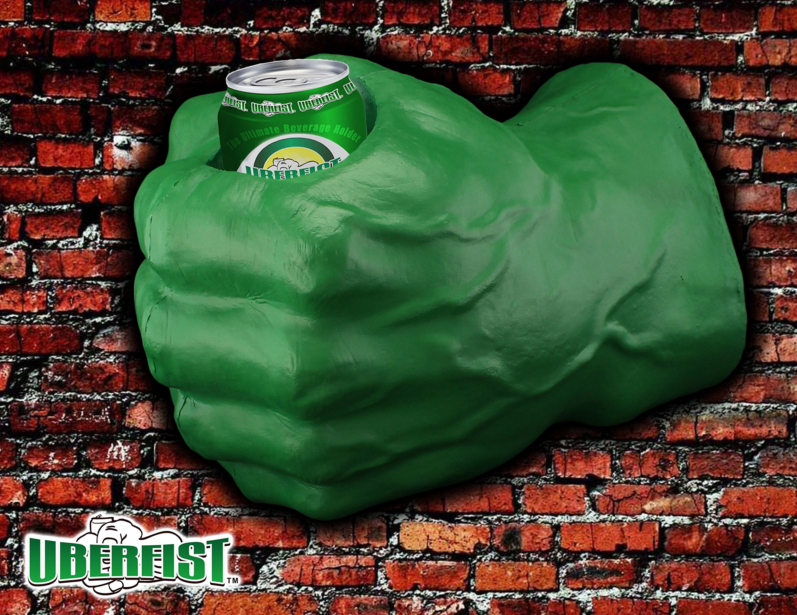 Hulk fist beverage holder, left handed, green sports fan