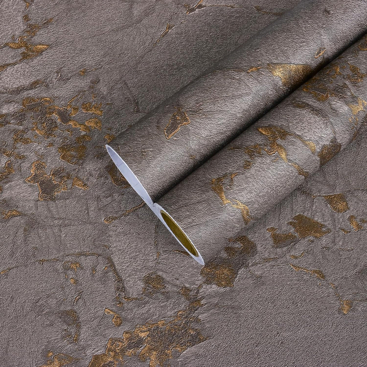 CHIHUT Brown Gold Marble Contact Paper for Kitchen Bathroom Countertop Vinyl Wrap for Cabinets Removable Self Adhesive Waterproof Contact Paper 12"x472" Marble Wallpaper for Living Room Walls