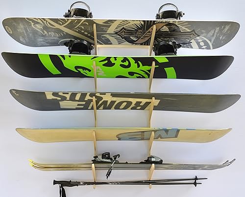 Miniatura 2 de Snowboard - Soporte de pared para colgar en esquí, capacidad para 5 tablas