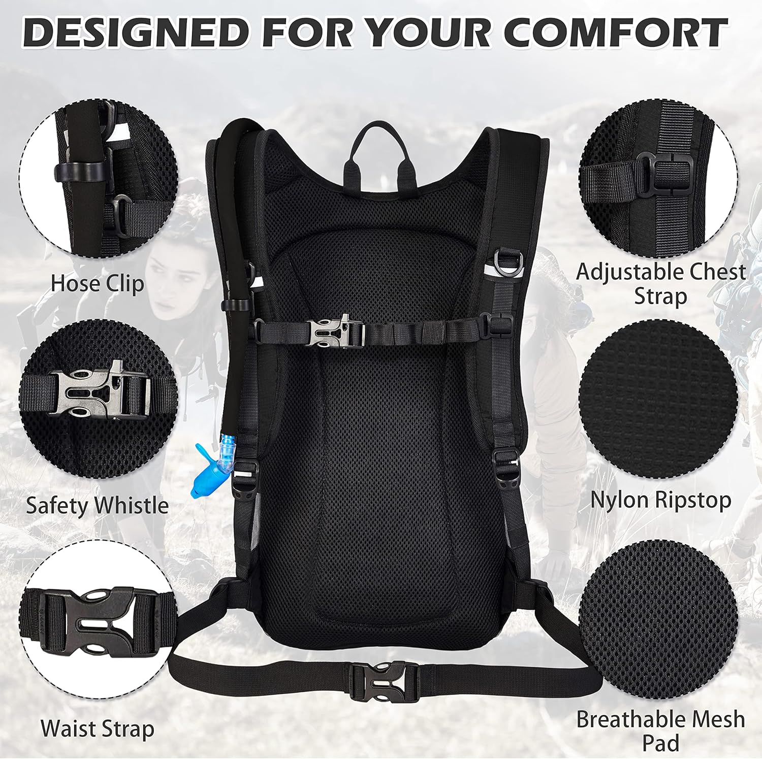 Miracol Hydration Backpack with 2.5L Water Bladder, Insulated Water Backpack Hydration Pack for Hiking Biking Cycling Skiing for Men Women Kids
