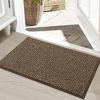 BEQHAUSE Dirt Trapper Door Mat 20" x 32", Non-Slip Washable Doormats, Brown