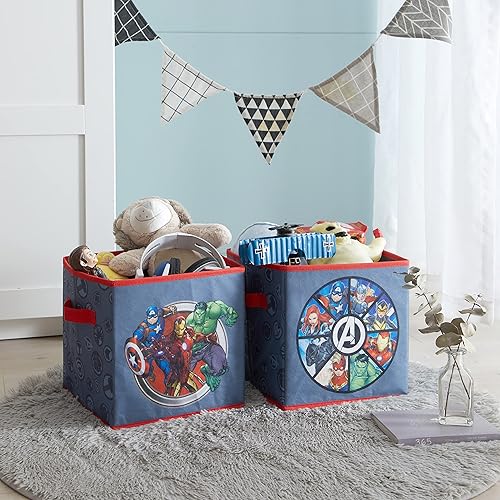 Miniatura 7 de Idea Nuova Marvel Avengers - Juego de dos espaciosos cubos de almacenamiento plegables, 10 x 10 pulgadas, Avengers  gris