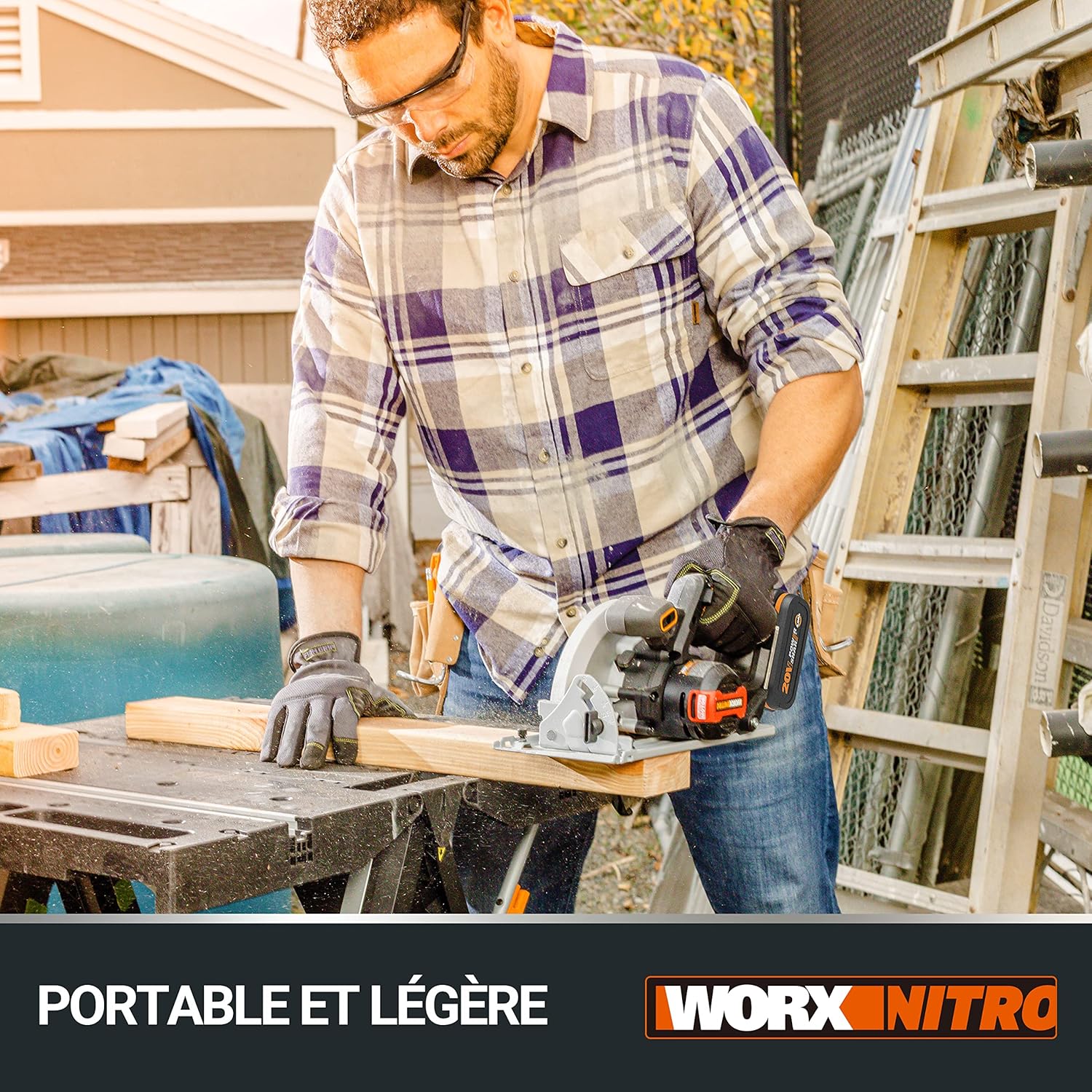 WORX Brushless Circular Saw 20V | PowerShare | WX520 | Includes 1 x 2Ah Battery and Charger | Brushless Motor, Bevel Cut, Aluminum Base, Ergonomic Grip