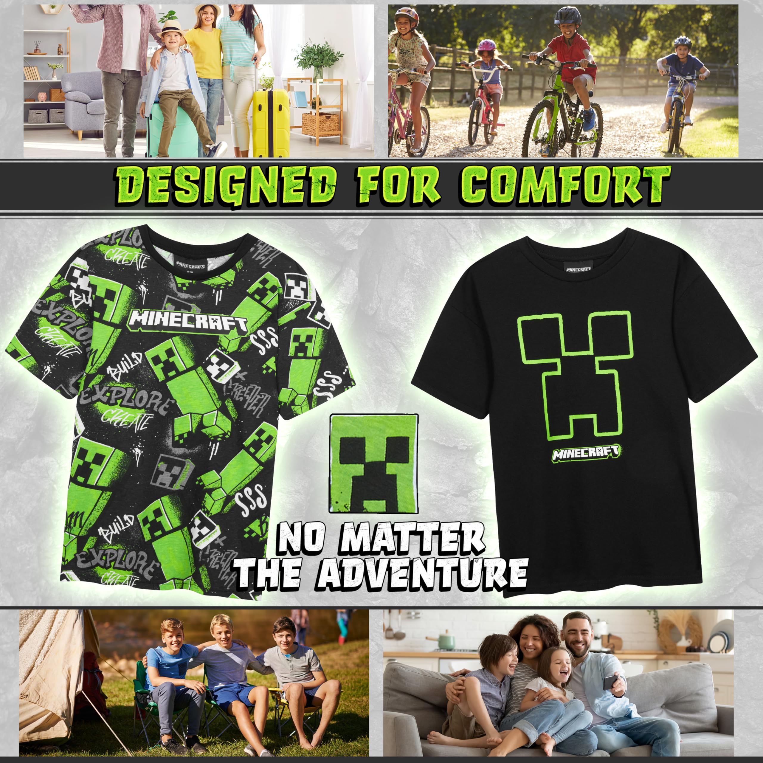 Pokemon | Minecraft | Fortnite T-Shirt Garcon, Lot Multiple Ras du Cou et Manches Courtes Respirant T Shirt Ete, Gaming Merchandise Idee Cadeau