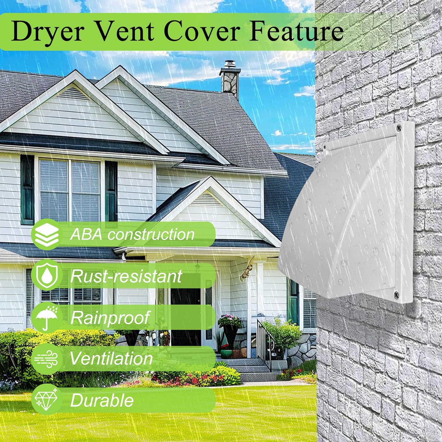 4In Dryer Vent Cover Outside with Hose (4In*8Ft) and 2 Clamps, Upgrade Flexible Aluminum Vent Duct, Heat-resistant Dryer Vent Connection Kit for Wall Exhaust Vent, RV or Warm House Air Circulation