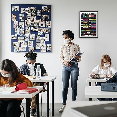 Miniatura 5 de Póster personalizado de reglas del aula, personalizado cuando entras en este aula, póster motivacional positivo inspirador para profesores,