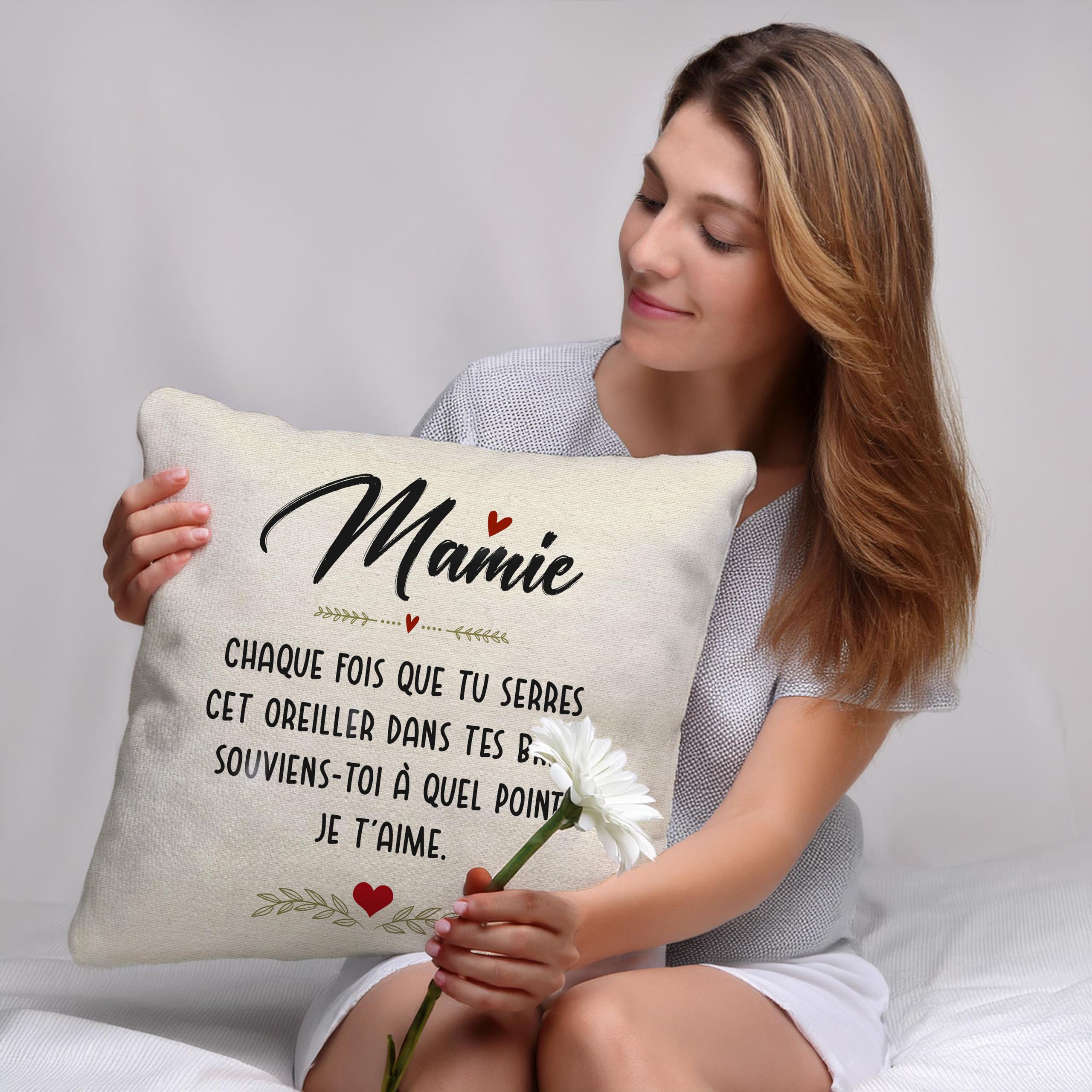 Housse De Coussin 45x45 Cm 'Je T'aime' - Cadeau Personnalisé Pour Papa, Maman, Grands-Parents - Anniversaire, Noël, Fête Des Pères Coussin Papa