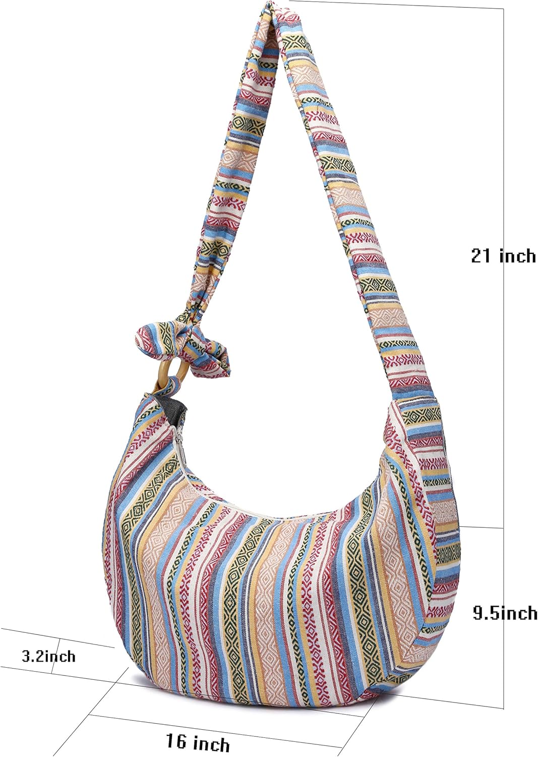 Women Hippie Crossbody Bag cloth boho Sling Bag Canvas Bohemian Hobo Hand Bags - Image 2
