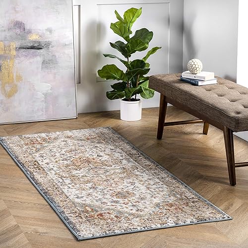 nuLOOM Shane - Alfombra persa vintage, 2 pies 6 pulgadas x 12 pies, color beige