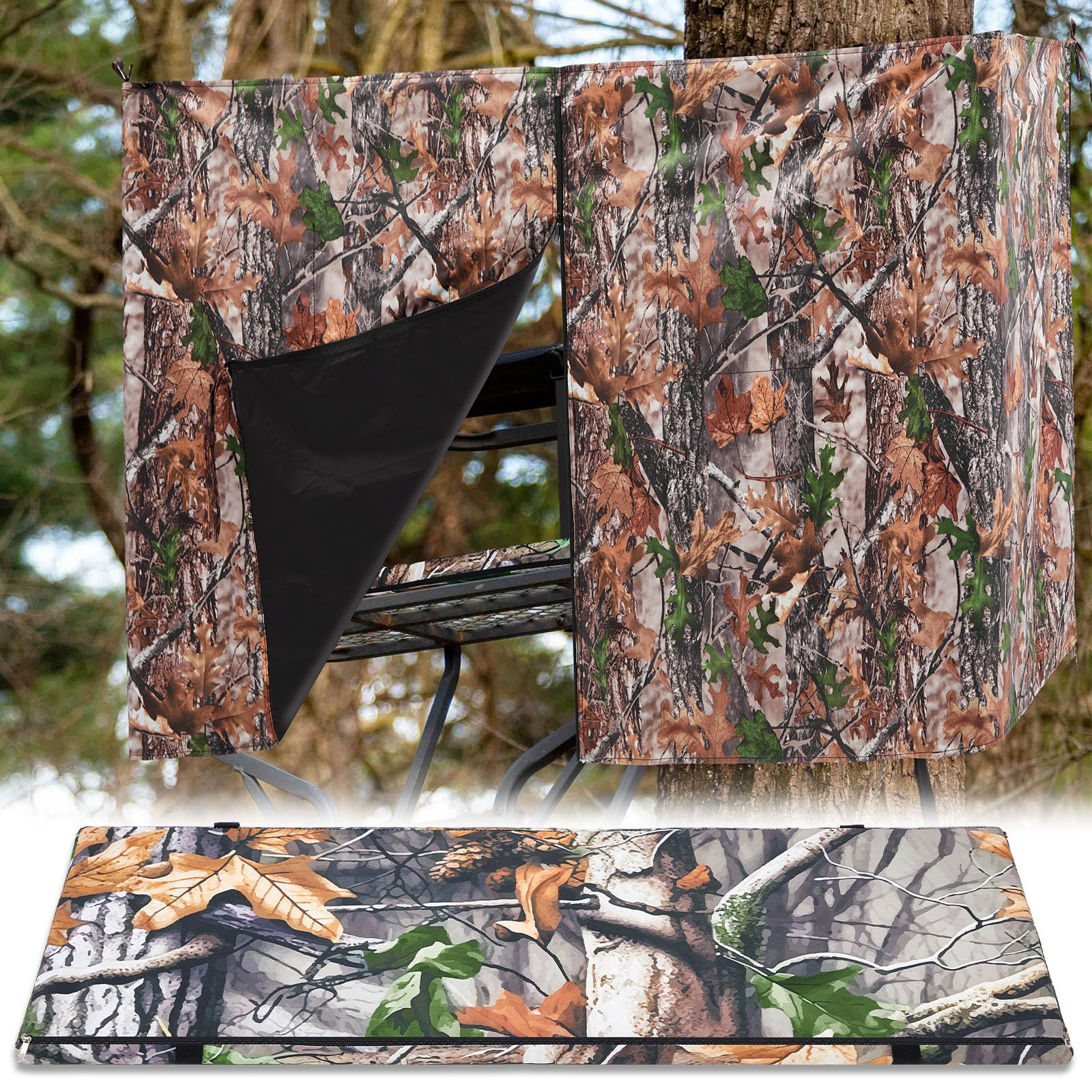 Soulchen 2 Pcs Hunting Tree Stand Blind Kit with 2 Man Seat Cushion