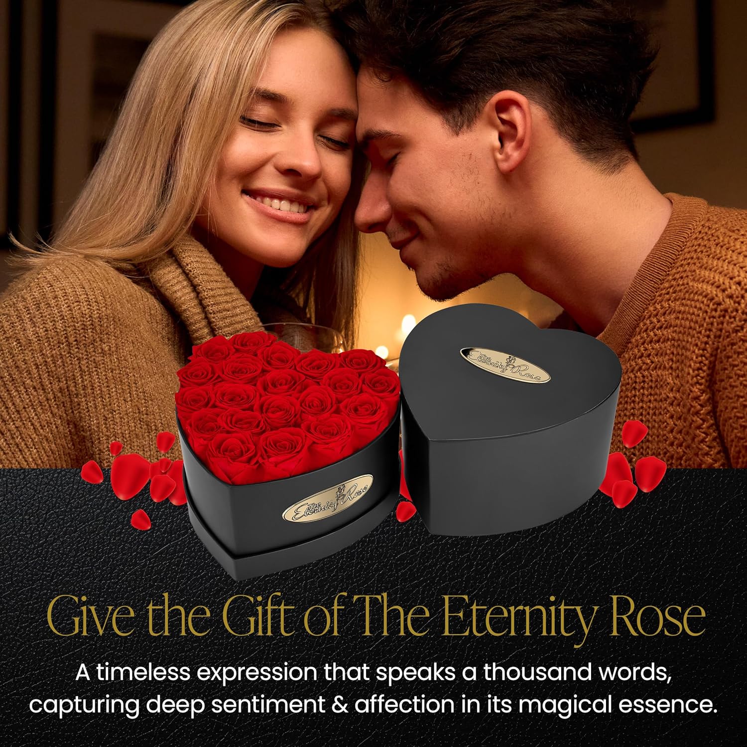 The Eternity Rose 20-Piece Preserved Roses in a Luxury Gift Box – Real Roses in Black Heart Box – A Valentine’s Gift as Everlasting as Your Love - Image 9