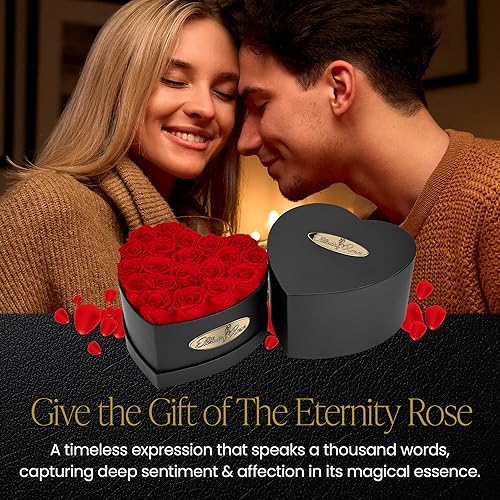 Miniatura 9 de The Eternity Rose Rosas preservadas de 30 piezas en una caja de regalo de lujo, rosas reales en caja negra de corazón, un regalo de San Valentín tan