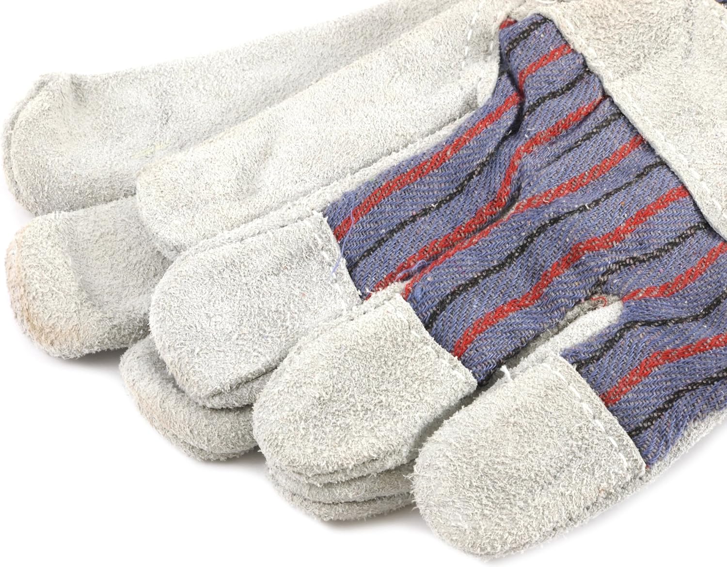 Forney 55239 Work Gloves, Leather Palm, Large, Blue and Gray