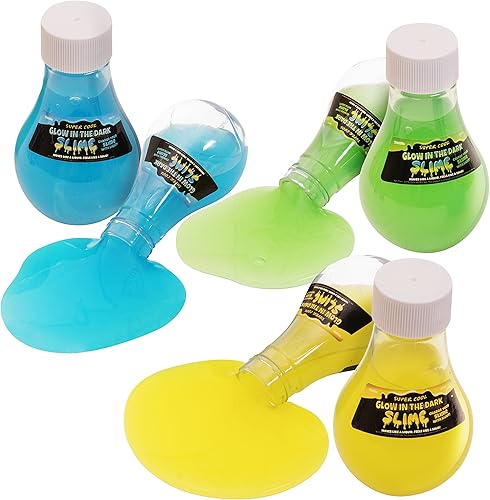 Miniatura 3 de Kangaroo Paquete de 12 juguetes de limo que brilla en la oscuridad), 12 botellas de slime brillante, azul, amarillo y verde