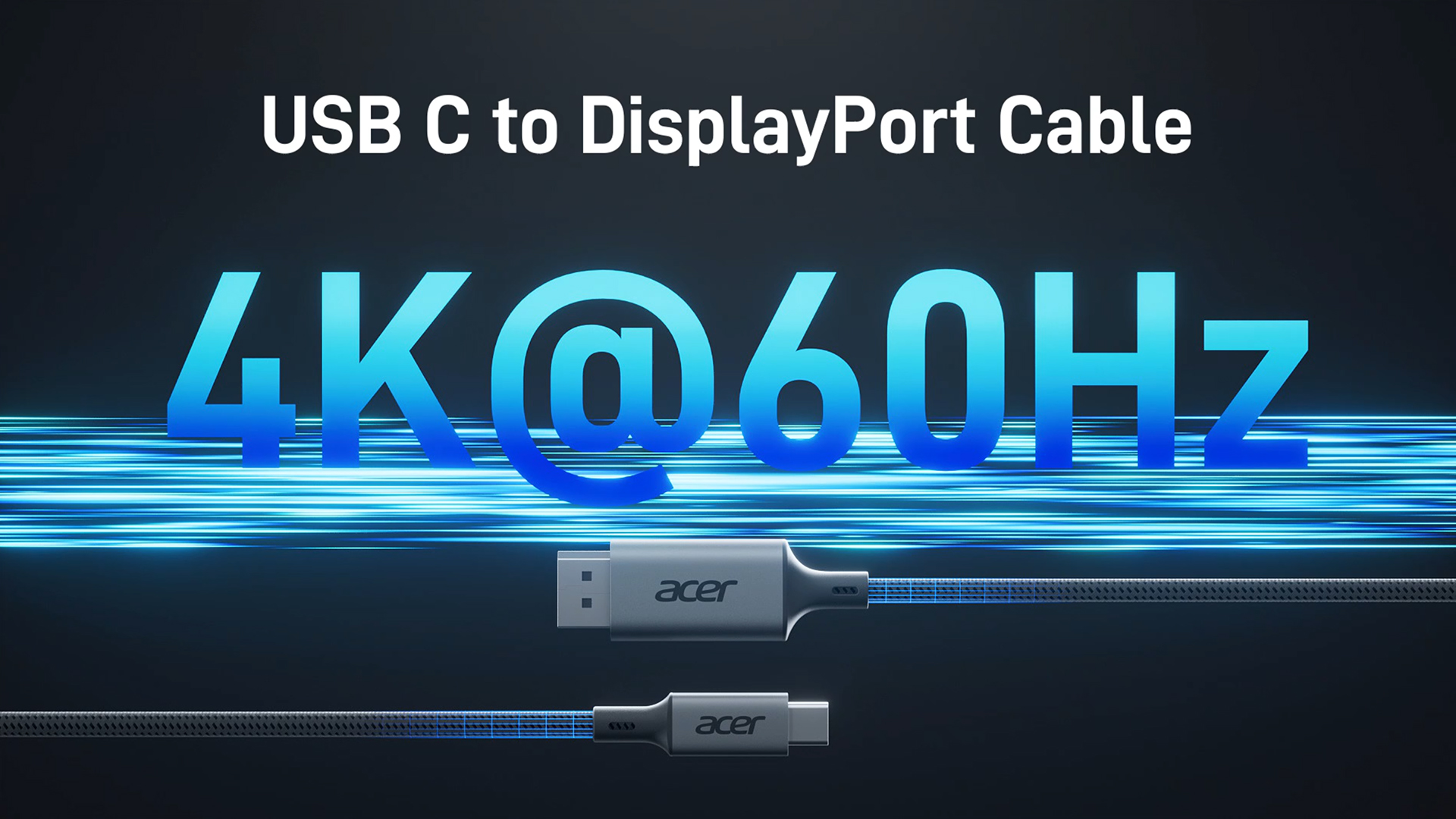 Image of acer USB C to Display Port Cable 6.6 FT (4K@60HZ 2K@165Hz), Type-C to Display Port Cord (Sturdy Aluminum, Plug & Play) Thunderbolt 3 /4 /5 Compatible with MacBook Pro /Air, iPhone 16 Pro /Max, XPS,Surface