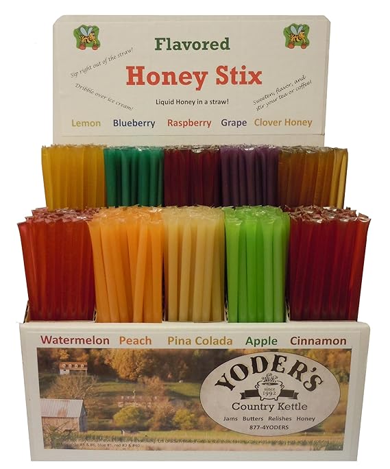 Flavored Honey Stix Display with 500 Sticks 10 Flavors