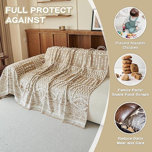 Miniatura 10 de MEETSKY Funda protectora para sofá seccional, ajuste universal para sofá de 2 asientos, gruesa, lavable, suave al tacto, grande, 71 x 102 pulgadas,