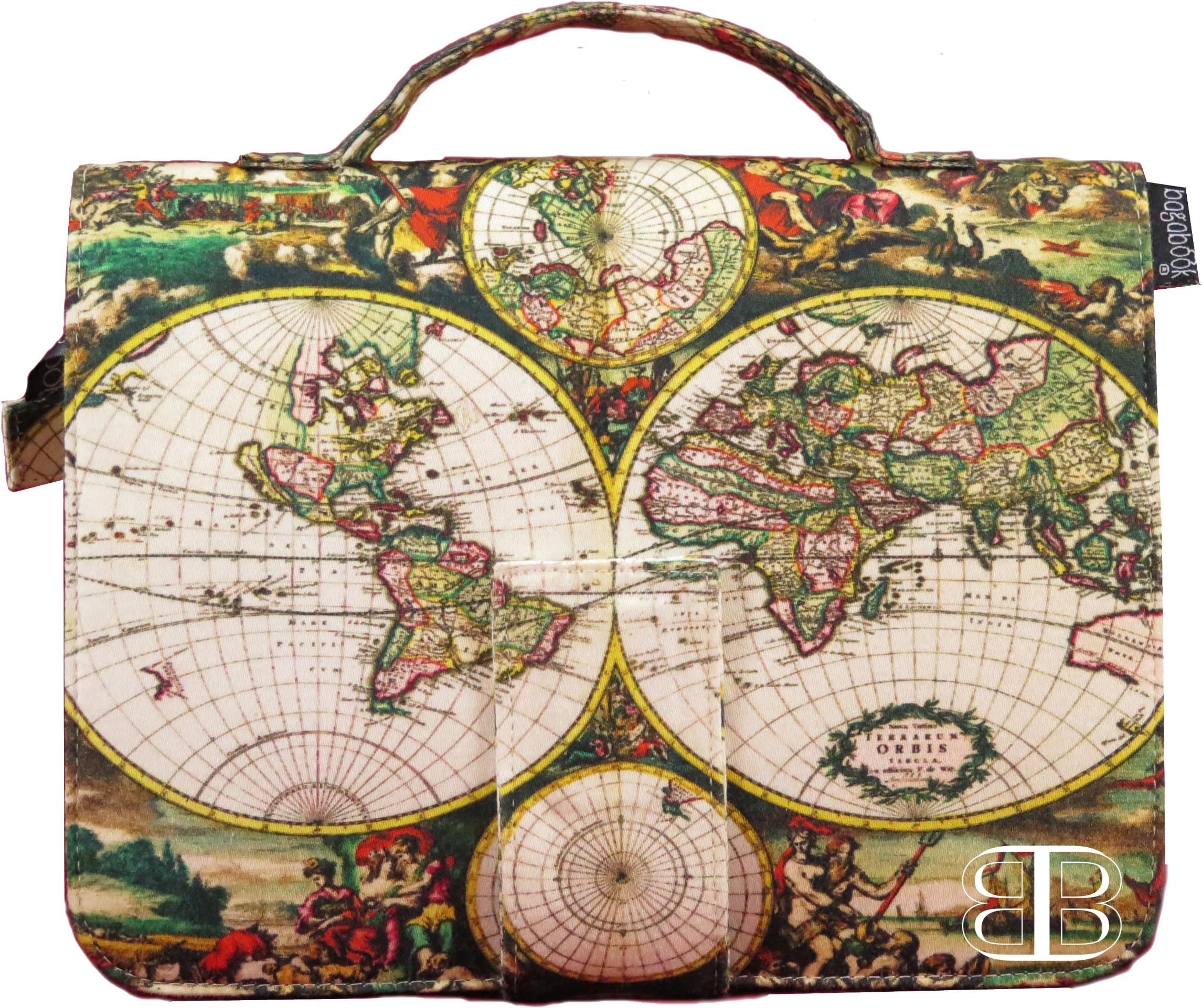 Bagabook 17th Century World Map Executive Notepad Journal Book Bible Cover w Unique Hand Strap