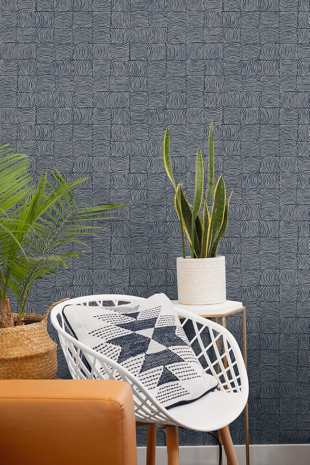 NextWall Organic Squares Geometric Peel and Stick Wallpaper (Blue Denim)