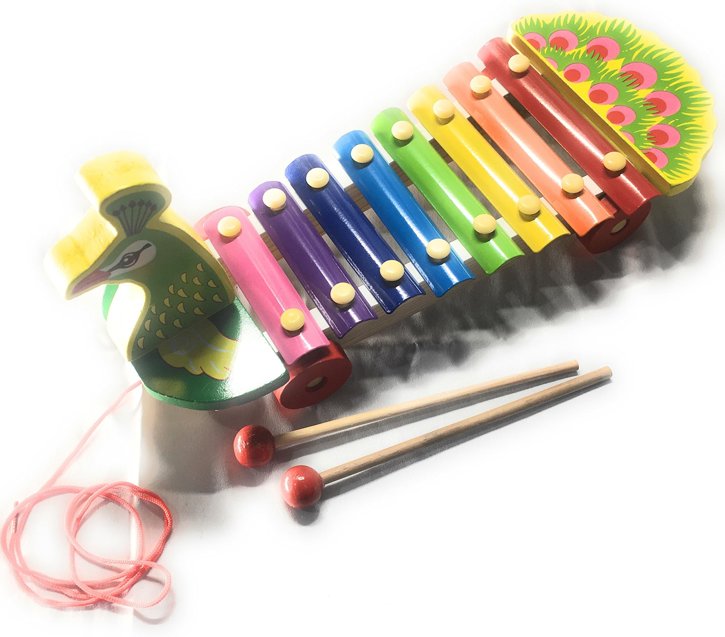 DAISYLIFE™ Multi-coloured Beautiful Handcrafted Children's Toys - Musical Xylophone Toy - Kid's Musical Instrument | Toddlers Games | Handmade Kids Playset | Best Gift Idea | Fun Stuff for Kids (Peacock Xylophone)