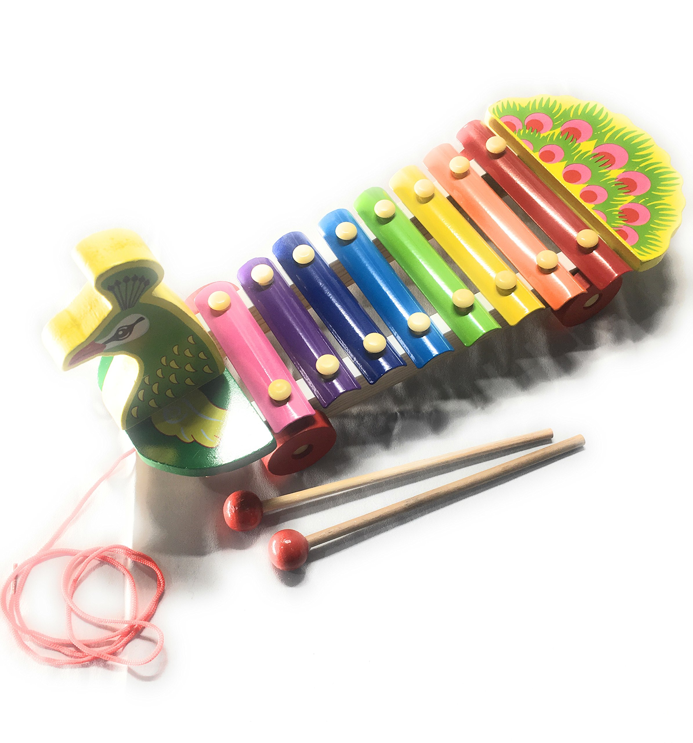 DAISYLIFE™ Multi-coloured Beautiful Handcrafted Children's Toys - Musical Xylophone Toy - Kid's Musical Instrument | Toddlers Games | Handmade Kids Playset | Best Gift Idea | Fun Stuff for Kids (Peacock Xylophone)