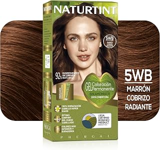 NATURTINT Biobased Permanent Hair Dye, Without Ammonia, 100% Grey Coverage, Natural Ingredients, Intense Color, Natural and Durable, 5WB Copper Brown, 170ml