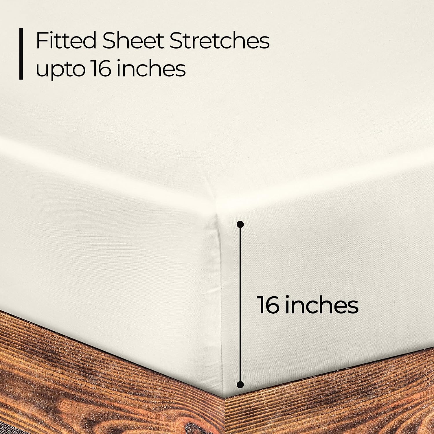 ROYALE LINENS 300 Thread Count 100% Long Staple Combed Cotton Fitted Sheet Queen - Super Soft Deep Pocket Bottom Sheet - Fitted Sheets Only - Elastic Sheets (Queen, Cream) image 2