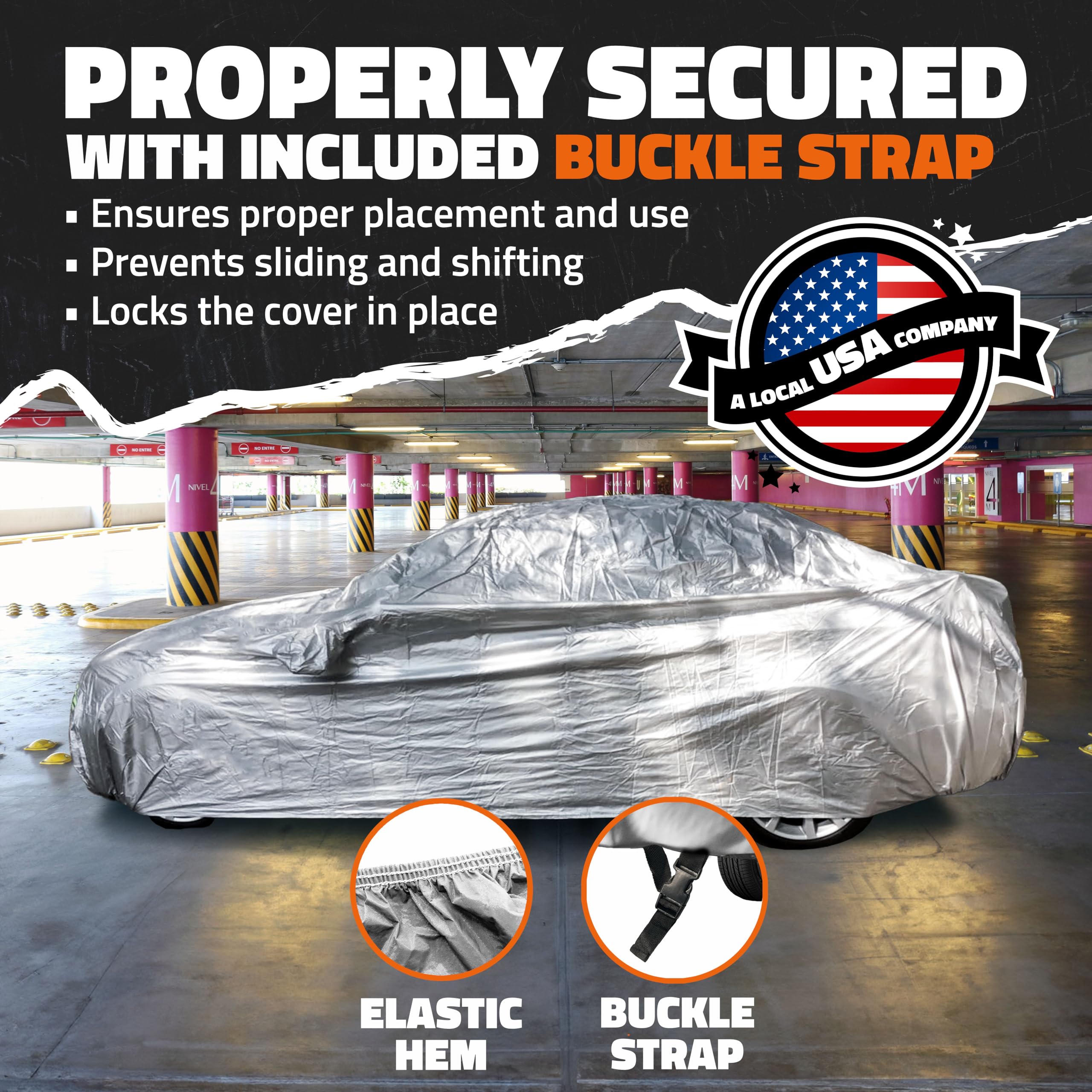Mockins 200x75x60 Large Sedan Car Cover 190T Polyester Soft Indoor Outdoor Car Cover for Dust UV Light Rain — view 2