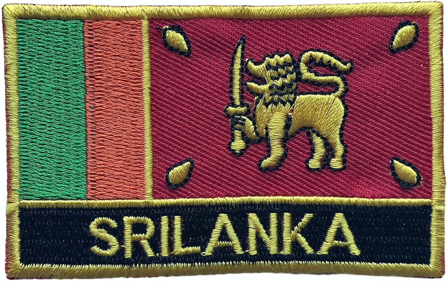 Sri Lanka Flag Patch Iron-On (Sri Lankan Sew On w/Words, 2" x 3")