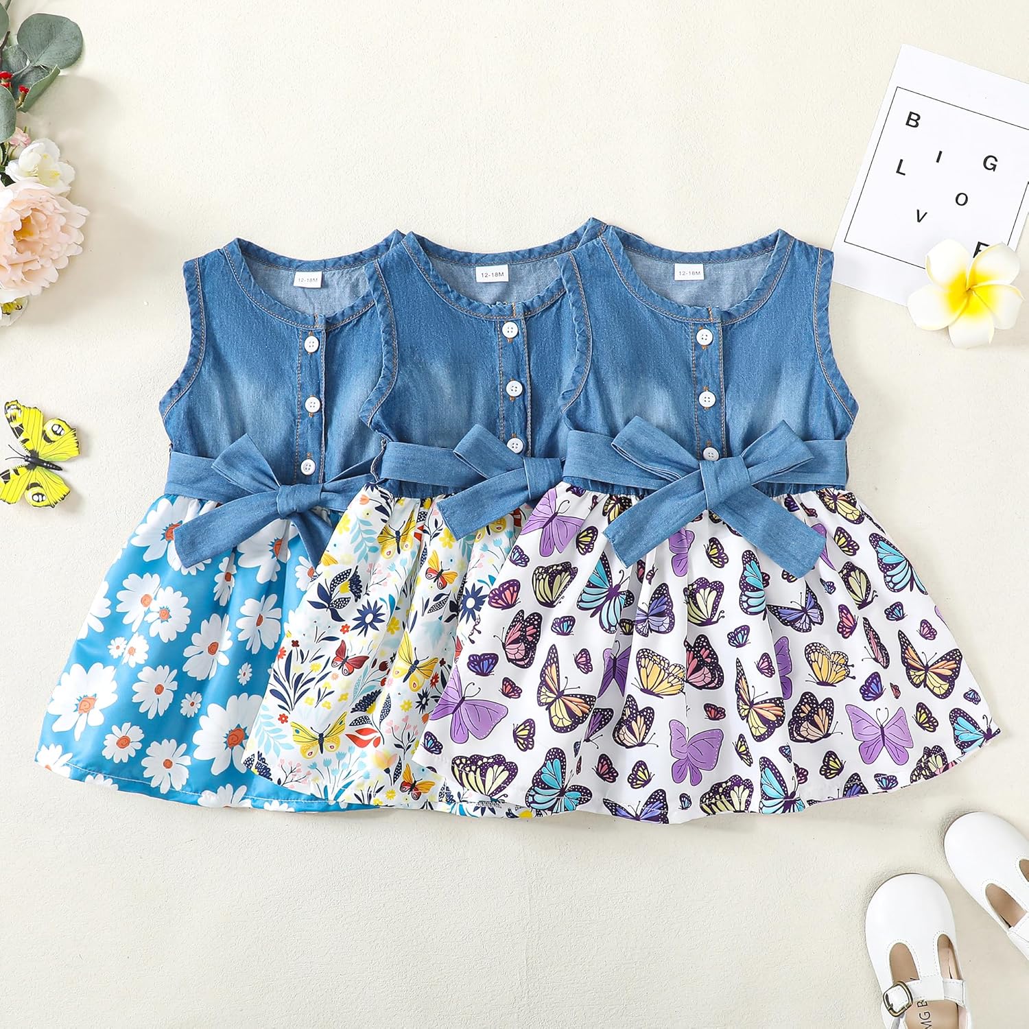 Saeaby Baby Girl Dress Toddler Girl Summer Clothes Infant Sleeveless Dress Denim Flower Sundress Cute Dresses for Girl - Image 5