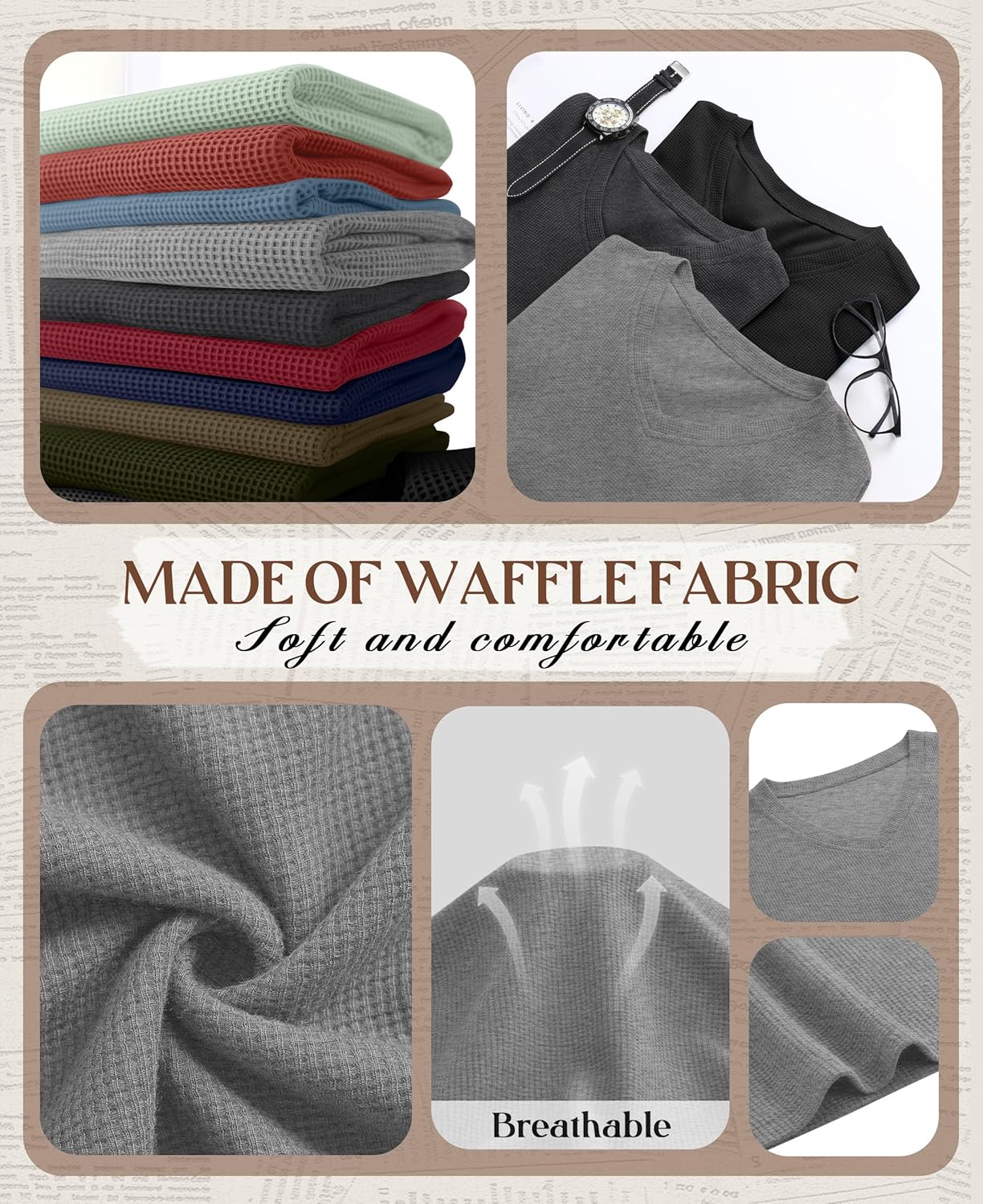 3 Pack Women's Oversized Waffle Knit Shirts, V Neck Long Sleeve Top Fall Casual Sweatshirt for Women - Image 4