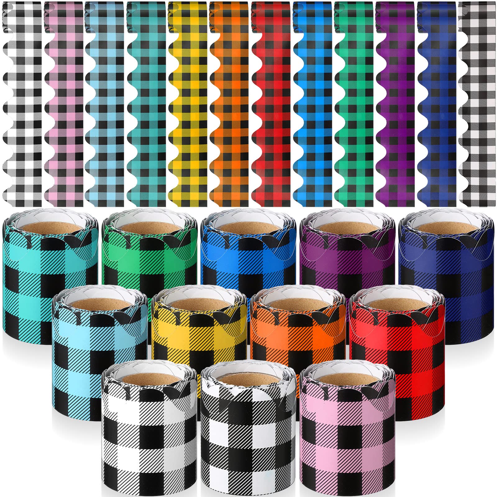 Buy 12 Packs Scalloped Bulletin Board Borders Multicolor Rolled Borders