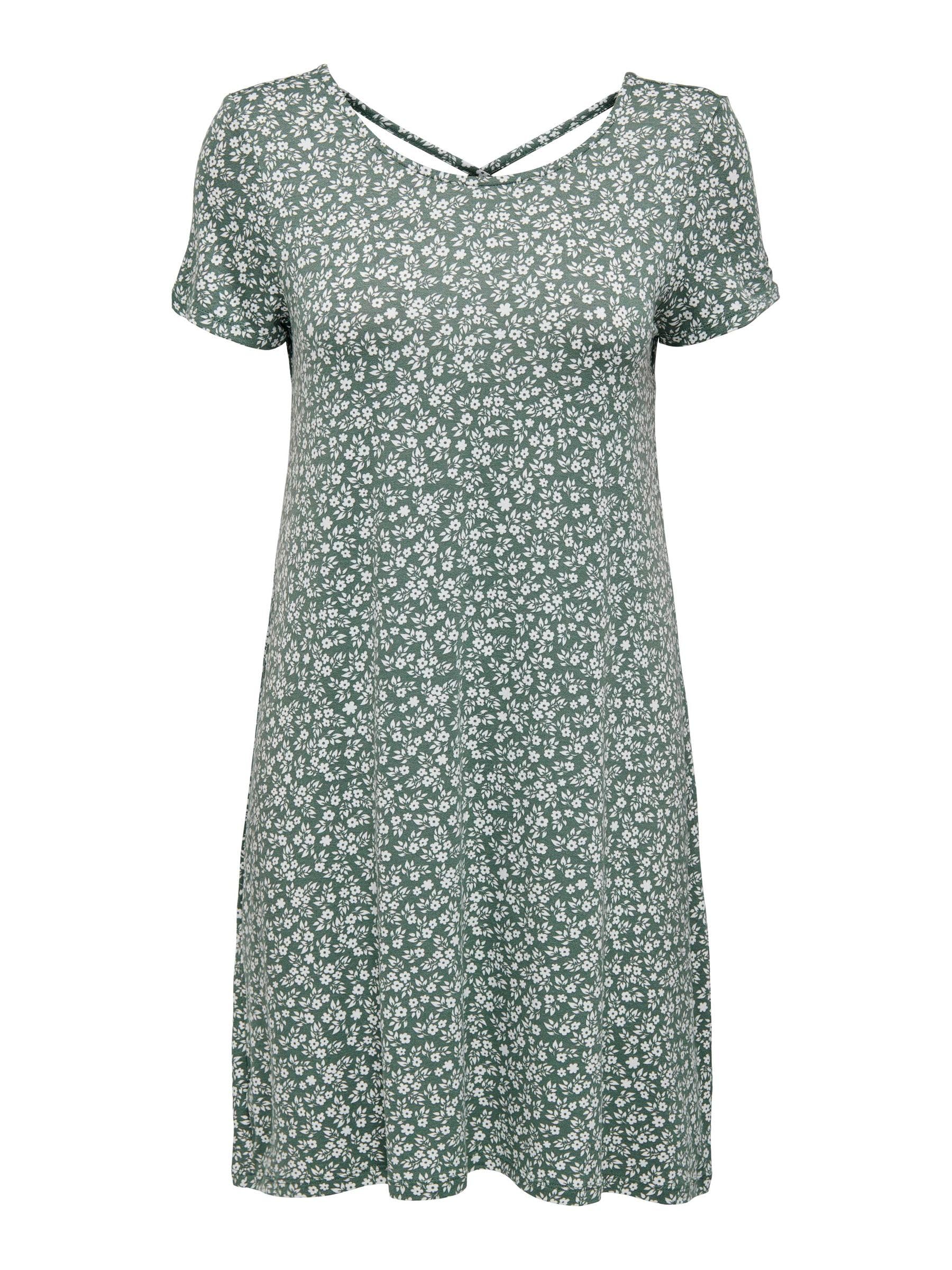 ONLY Female Dress Onlbera Short Dress, Balm Green/AOP: White Flowers, L